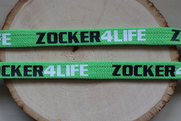 1m Flachkordel grün "Zocker4Life #schwarz-weiß"